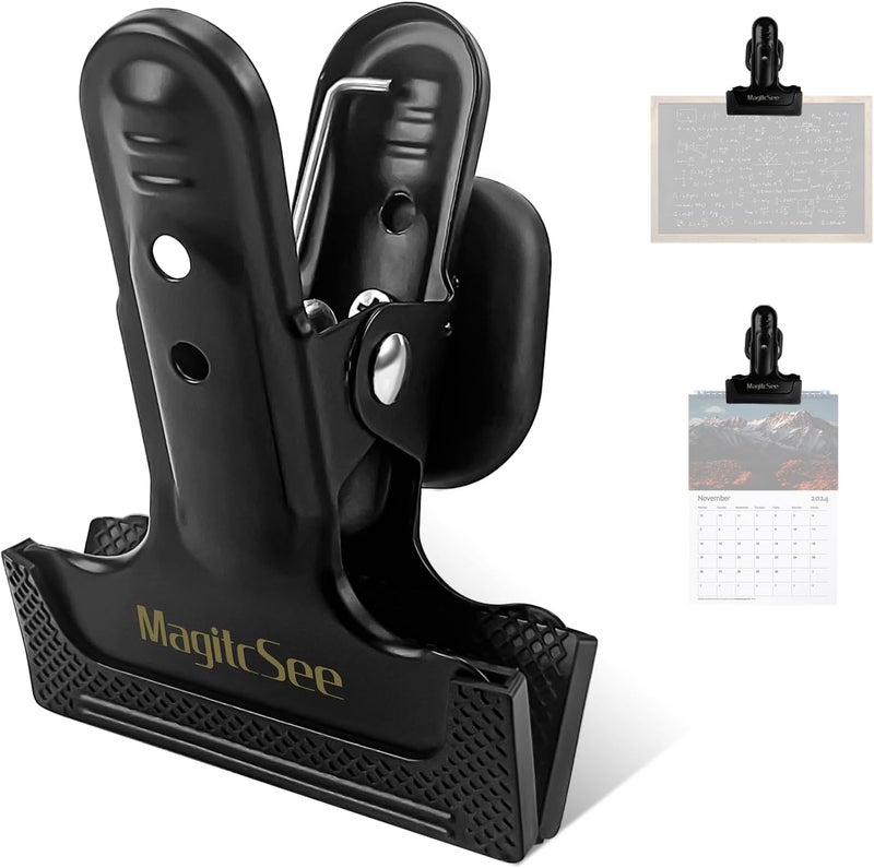 magicsee 2 Pcs Heavy Duty Magnetic Clips with 1.5 Inch Mouth Opening - Securely Grip Flags, Backdrop Blueprints, Calendars,Tools - Ideal for Artists, Photography Shooting Studios, Worksite, Offices, Tool Carts - Image 1